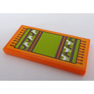 LEGO Orange Tile 2 x 4 with Lime Carpet with six White and Brown Llamas Sticker (87079)