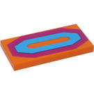 LEGO Orange Fliese 2 x 4 mit Octagonal Carpet Muster Aufkleber (87079)