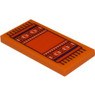 LEGO Orange Tile 2 x 4 with Rug with Fringe and Diamonds and Triangles Sticker (87079)