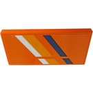 LEGO Oranje Tegel 2 x 4 met Wit, Oranje en Dark Blauw Strepen - Links Kant Sticker (87079)