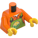 LEGO orange Torso Skjorte med Lime Bib Overalls med City Farm logo (973 / 76382)