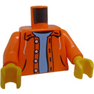 LEGO Orange Unbuttoned Jacket Torso mit Blau Undershirt (973 / 76382)