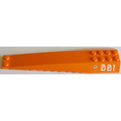 LEGO Orange Wedge 4 x 16 Triple Curved with Bullet Hole and '001' on Left Sticker (45301)
