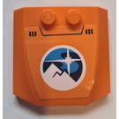 LEGO Orange Wedge 4 x 4 Curved with Arctic Explorers Logo Sticker (45677)