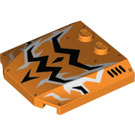 LEGO Oranje Wig 4 x 4 Gebogen met Zwart en Wit Lightning (20142 / 45677)