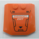 LEGO Orange Wedge 4 x 4 Curved with 'Emergency Exit' and Hatch Sticker (45677)