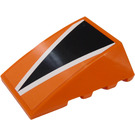 LEGO Orange Wedge 4 x 4 Triple Curved without Studs with Black Triangle and White Lines Sticker (47753)
