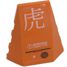 LEGO Orange Wedge 4 x 4 Triple Curved without Studs with White Asian Character and Warning Flammable Liquid Sticker (47753)