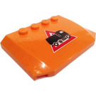 LEGO Orange Keil 4 x 6 Gebogen mit Street Sweeper (rot Triangle) Aufkleber (52031)