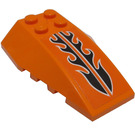 LEGO Orange Wedge 6 x 4 Triple Curved with Black Flame Pattern Sticker (43712)