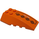 LEGO Orange Keil 6 x 4 Verdreifachen Gebogen mit Rivets und Weiß Caution Aufkleber (43712)