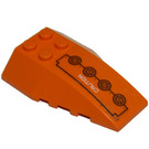 LEGO Oranje Wig 6 x 4 Drievoudig Gebogen met Rivets en Wit Caution Sticker (43712)