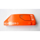 LEGO Orange Wedge Curved 3 x 8 x 2 Right with Black Panel and White Danger and Eject Sticker (42019)
