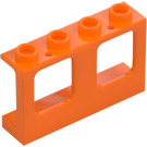 LEGO Oransje Vindusramme 1 x 4 x 2 med hule knotter (61345)