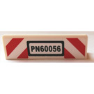 LEGO Panel 1 x 4 with Rounded Corners with PN60056 on Red and White Danger Stripes Sticker (15207)