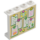 LEGO Panel 1 x 4 x 3 with Tan Notice Board with Notes and Pictures with Side Supports, Hollow Studs (35323)