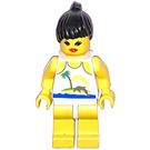 LEGO Paradisa Female with Palmtree, Sun and Dolphin Shirt, Black Ponytail Hair Minifigure