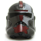 LEGO Pearl Dark Gray Clone Trooper Helmet (Phase 2) with Hunter Dark Red Markins (11217 / 68695)