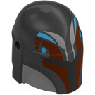 LEGO Pearl Dark Gray Helmet with Sides Holes with Sabine Wren Dark Red (3807 / 104334)