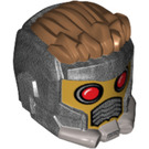 LEGO Pearl Dark Gray Star-Lord Space Helmet with Red Pupils and Hair (17468)