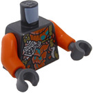 LEGO Pearl Dark Gray Torso with Orange Breastplate and Silver Snake Head (973)
