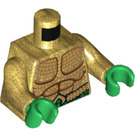 LEGO Perłowe Złoto Aquaman z Dark brązowy Długie włosy I Zielony Nogi Minifigurka Tułów (973 / 76382)