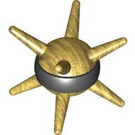 LEGO Pearl Gold Ball with Spikes and Black Band (64277 / 85582)