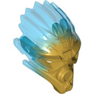 LEGO Pearl Gold Bionicle Mask with Transparent Dark Blue Back (24160)