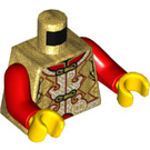 LEGO Or perlé Boy dans Dark Tan Patterned Shirt Minifig Torse (973 / 76382)