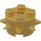 LEGO Parelmoer Goud Steen 2 x 2 Ronde met Spikes (27266)