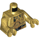 LEGO Oro perlato C-3PO con Printed Gambe e Restraining Bolt Minifigure Busto (973 / 76382)