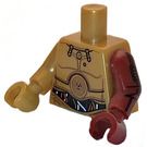 LEGO Pärlguld Minifigur Kropp med C-3PO Röd och Vit Wires med Ett Mörkröd Arm och Hand (973)