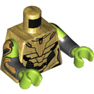 LEGO Perlgold Minifig Torso mit Gold, Schwarz und Lime Armor (973)