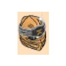 LEGO Perlgold Ninjago Wrap mit Schwarz Headband und Gold Ninjago Logogram