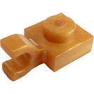 LEGO Perlgold Platte 1 x 1 mit Horizontaler Clip (Clip mit flacher Vorderseite) (6019)