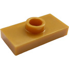 LEGO Pearl Gold Plate 1 x 2 with 1 Stud (with Groove and Bottom Stud Holder) (15573 / 78823)