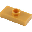 LEGO Perlgold Platte 1 x 2 mit 1 Stud (ohne Bottom Groove) (3794)