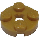 LEGO Pearl Gold Plate 2 x 2 Round with Axle Hole (with '+' Axle Hole) (4032)
