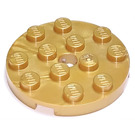 LEGO Pearl Gold Plate 4 x 4 Round with Hole and Snapstud (60474)