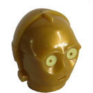 LEGO Pearl Gold Protocol Droid Head with Yellow Eyes (10971 / 24049)
