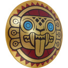 LEGO Pearl Gold Shield with Curved Face with Jaguar Face on Dark Red Sun (75902)