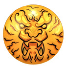 LEGO Perlgold Schild mit Gebogen Gesicht mit Lion Kopf (75902)