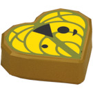 LEGO Pearl Gold Tile 1 x 1 Heart with Yellow Leaf with Korok Face (5529)