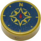 LEGO Perle guld Flise 1 x 1 Rund med Compass Rose (25619 / 98138)