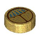 LEGO Pearl Gold Tile 1 x 1 Round with Gold Scarab with Blue Dots (35380)