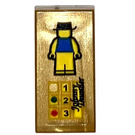 LEGO Perlgold Fliese 1 x 2 mit Johnny Thunder Aufkleber mit Nut (3069)