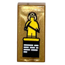LEGO Parelmoer Goud Tegel 1 x 2 met Power Miner Sticker met groef (3069)