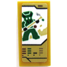 LEGO Perlgold Fliese 1 x 2 mit Spitta Character Card Aufkleber mit Nut (3069)