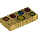 LEGO Parelmoer Goud Tegel 1 x 2 met Thanos Arm buttons met groef (3069 / 38576)