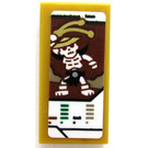 LEGO Pearl Gold Tile 1 x 2 with Wyplash Character Card Sticker with Groove (3069)